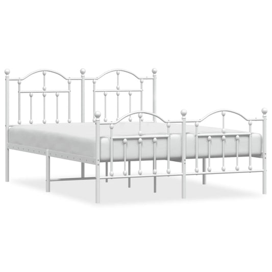 Metal Bed Frame without Mattress with Footboard White 140x190cm Metal Bed Frame without Mattress with Footboard White 140x190cm