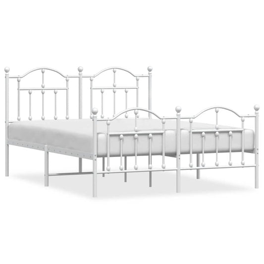 Metal Bed Frame without Mattress with Footboard White 150x200cm Metal Bed Frame without Mattress with Footboard White 150x200cm