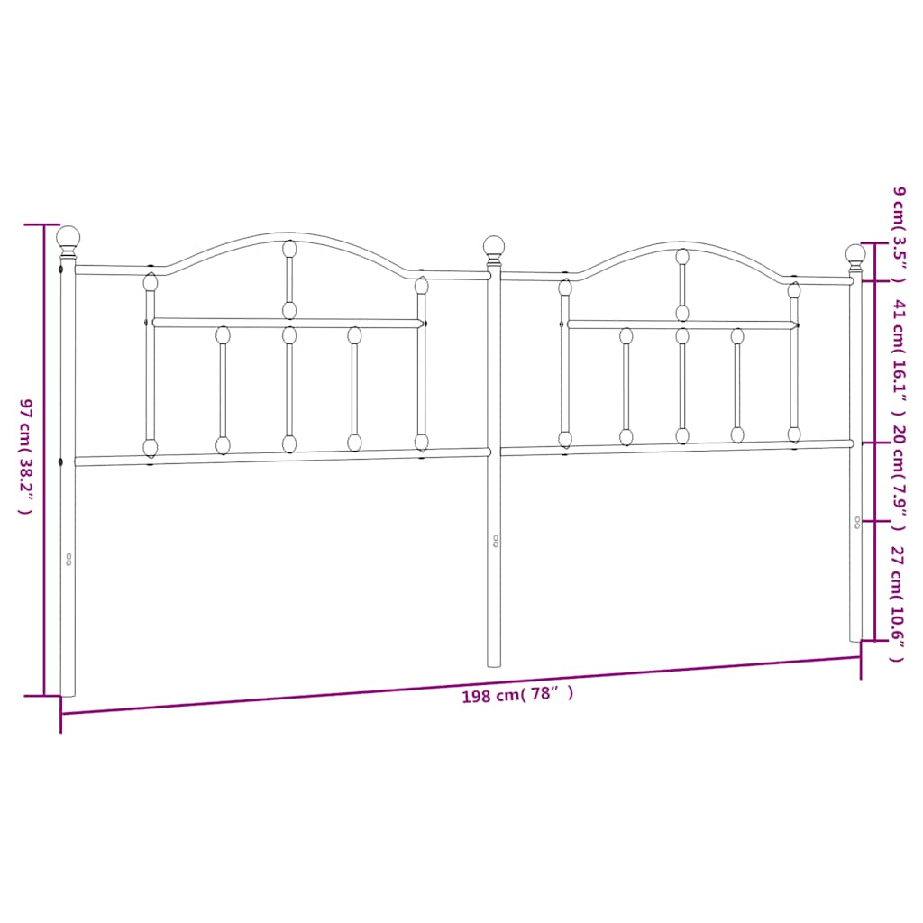 Headboard | White | Steel | Double | Durable | Headboard | Rectangular