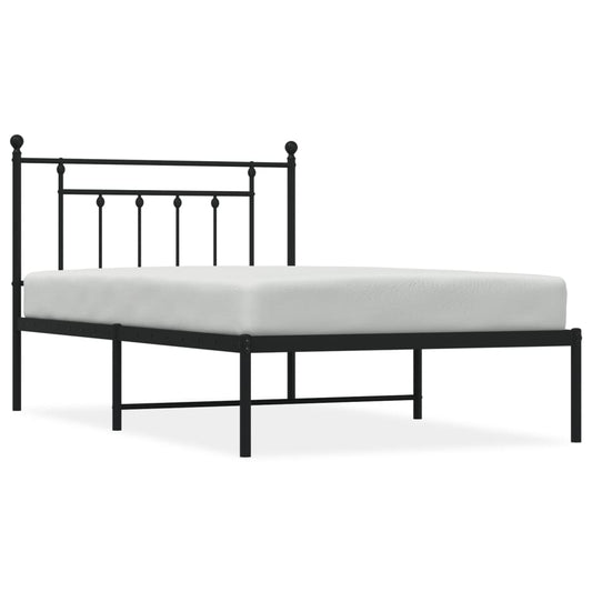 Metal Bed Frame without Mattress with Headboard Black 107x203cm Metal Bed Frame without Mattress with Headboard Black 107x203cm