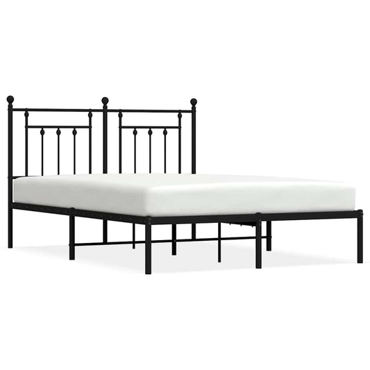 Metal Bed Frame without Mattress with Headboard Black 150x200cm Metal Bed Frame without Mattress with Headboard Black 150x200cm