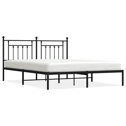 Metal Bed Frame without Mattress with Headboard Black 160x200cm Metal Bed Frame without Mattress with Headboard Black 160x200cm
