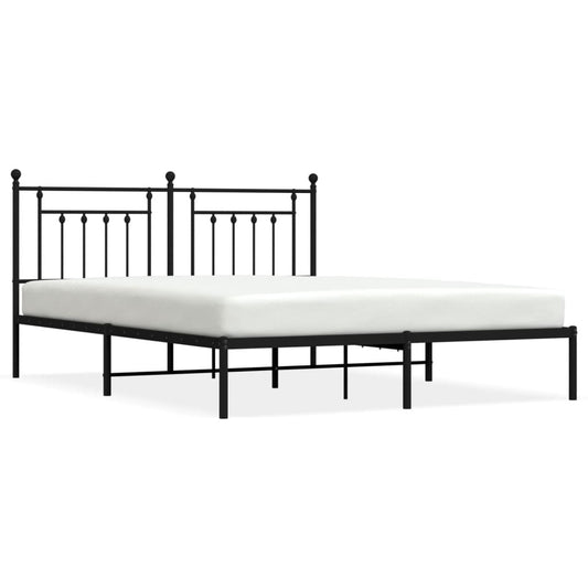 Metal Bed Frame without Mattress with Headboard Black 180x200cm Metal Bed Frame without Mattress with Headboard Black 180x200cm