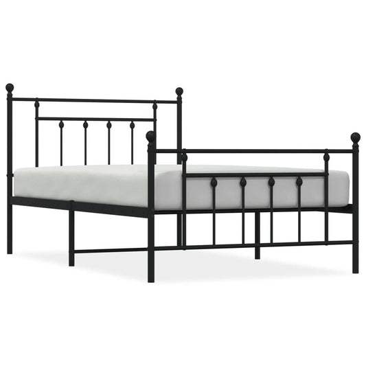 Metal Bed Frame without Mattress with Footboard Black 107x203cm Metal Bed Frame without Mattress with Footboard Black 107x203cm