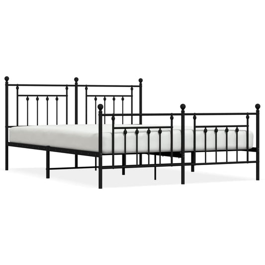 Metal Bed Frame without Mattress with Footboard Black 180x200cm Metal Bed Frame without Mattress with Footboard Black 180x200cm