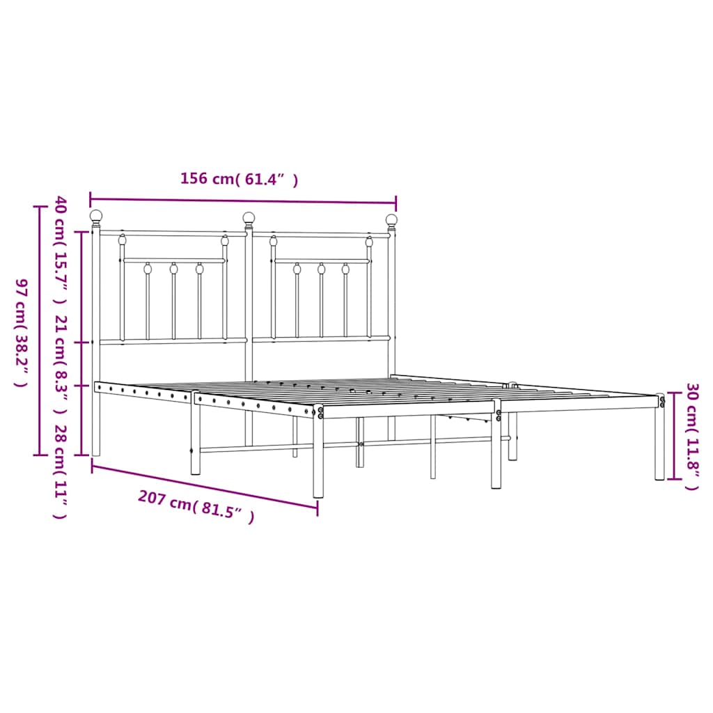 Bed Frame | White | Powder-coated steel | King Size | Bed Frame