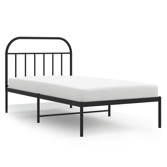 Metal Bed Frame without Mattress with Headboard Black 100x200cm Metal Bed Frame without Mattress with Headboard Black 100x200cm