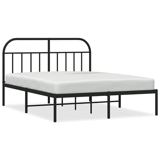 Metal Bed Frame without Mattress with Headboard Black 150x200cm Metal Bed Frame without Mattress with Headboard Black 150x200cm