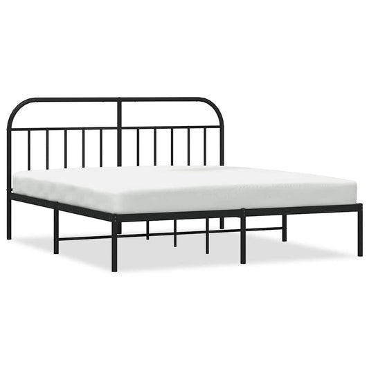 Metal Bed Frame without Mattress with Headboard Black 180x200cm Metal Bed Frame without Mattress with Headboard Black 180x200cm