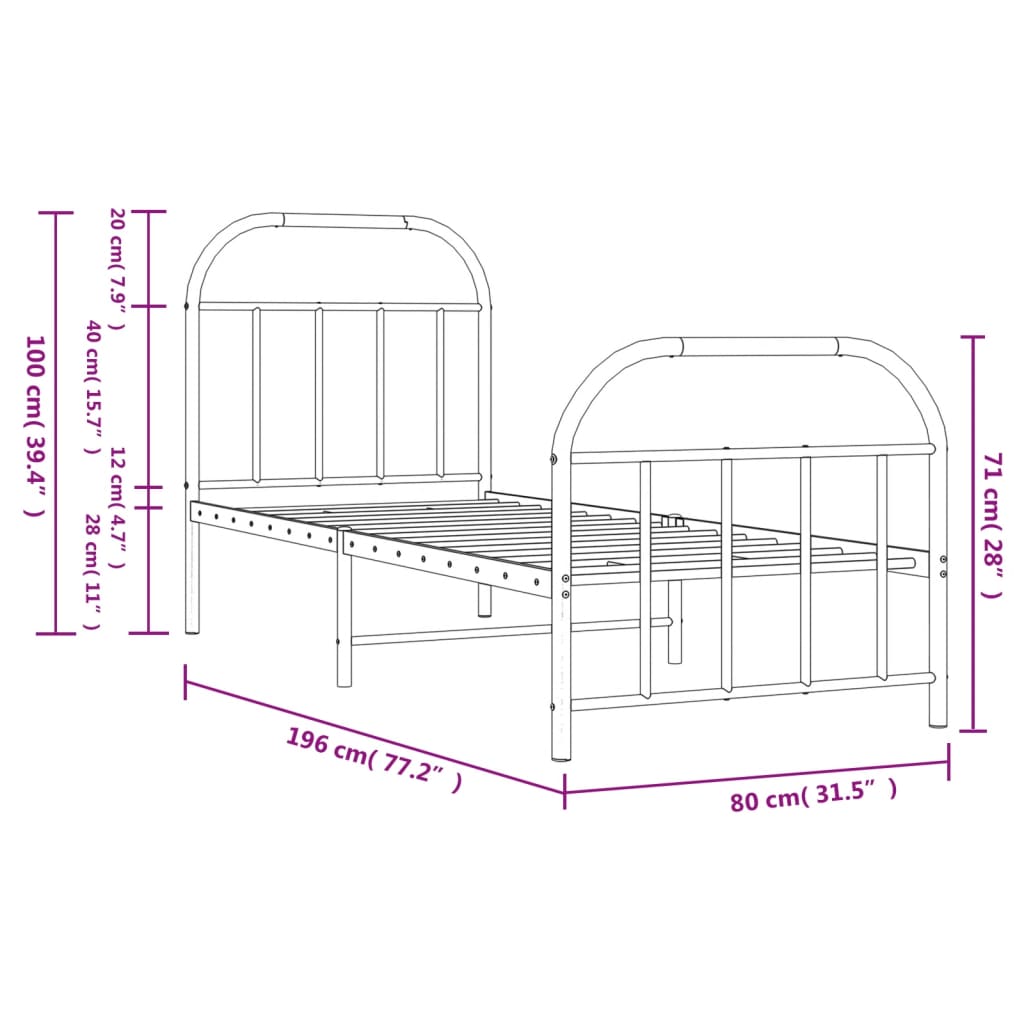Bed Frame | Black | Powder-coated Steel | Small Single | Bed Frame