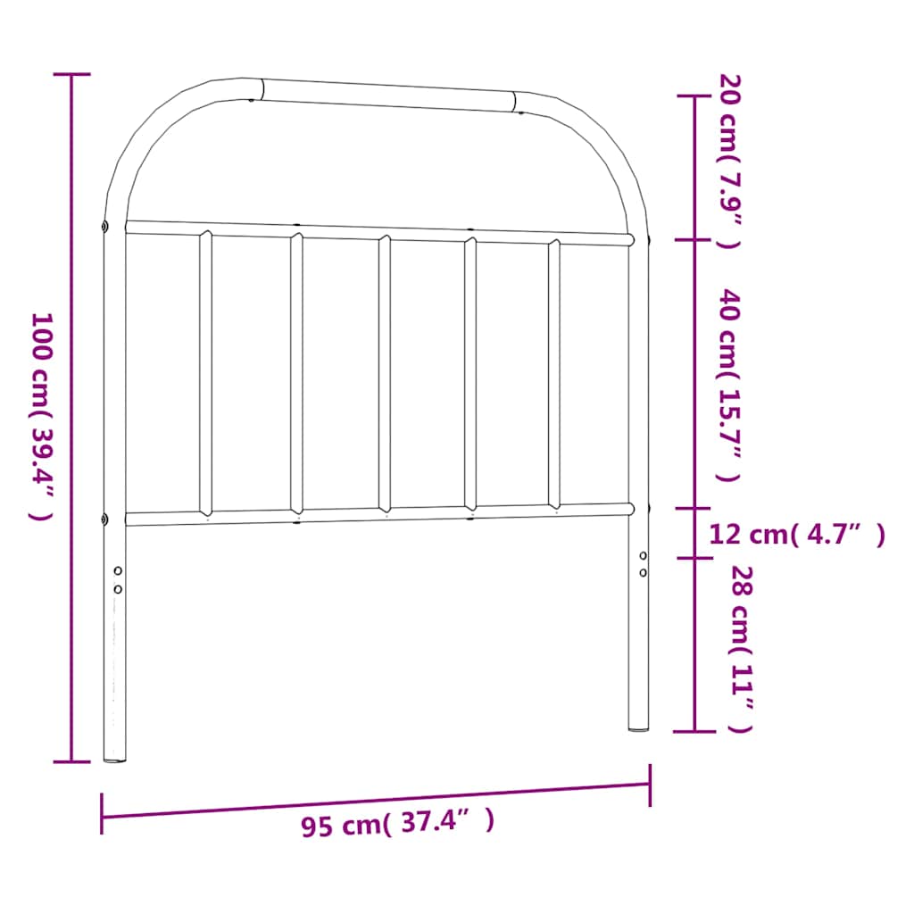 Metal Replace Headboard Black 90 cm