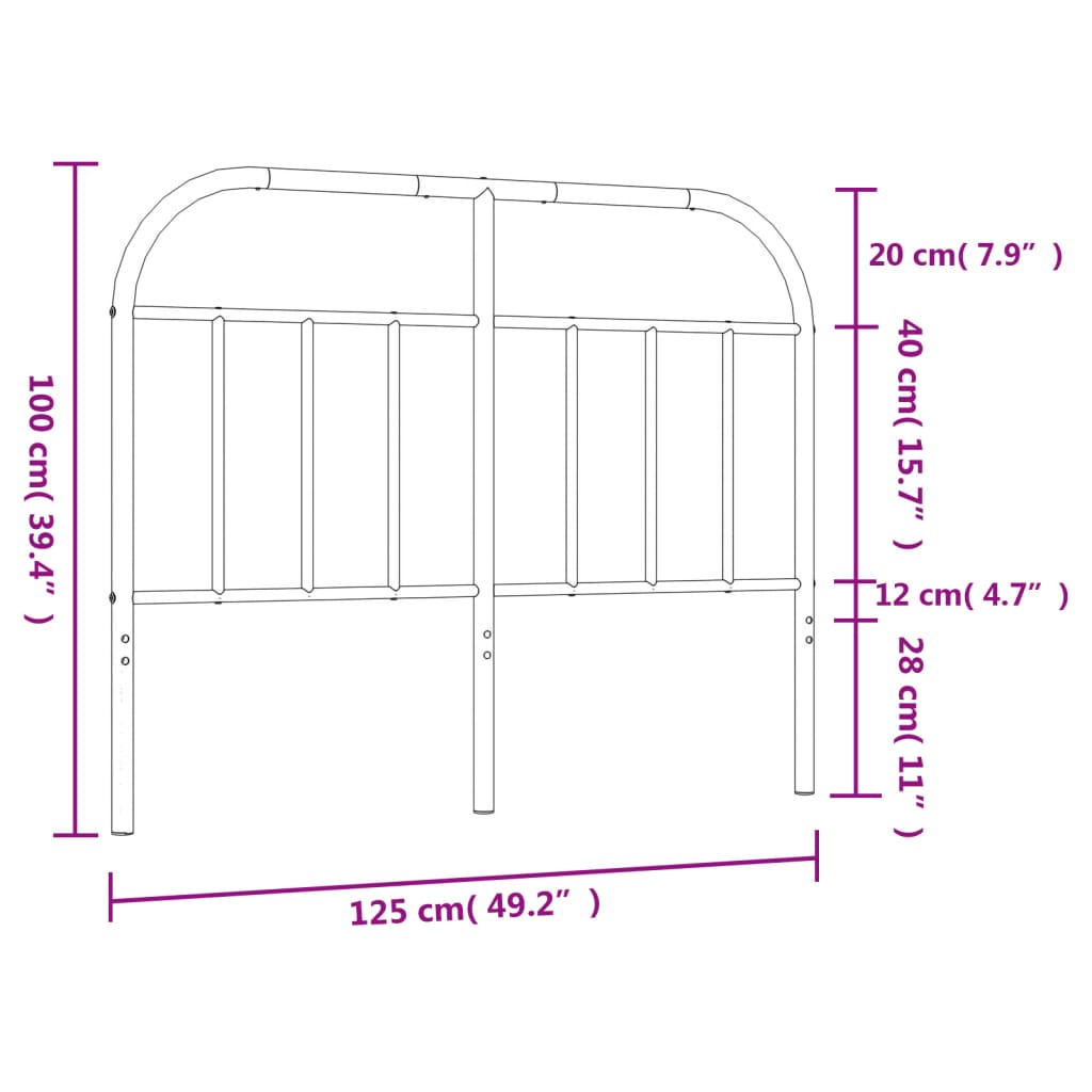 Headboard | Black | Powder-Coated Steel | 120 cm wide | Stylish Look