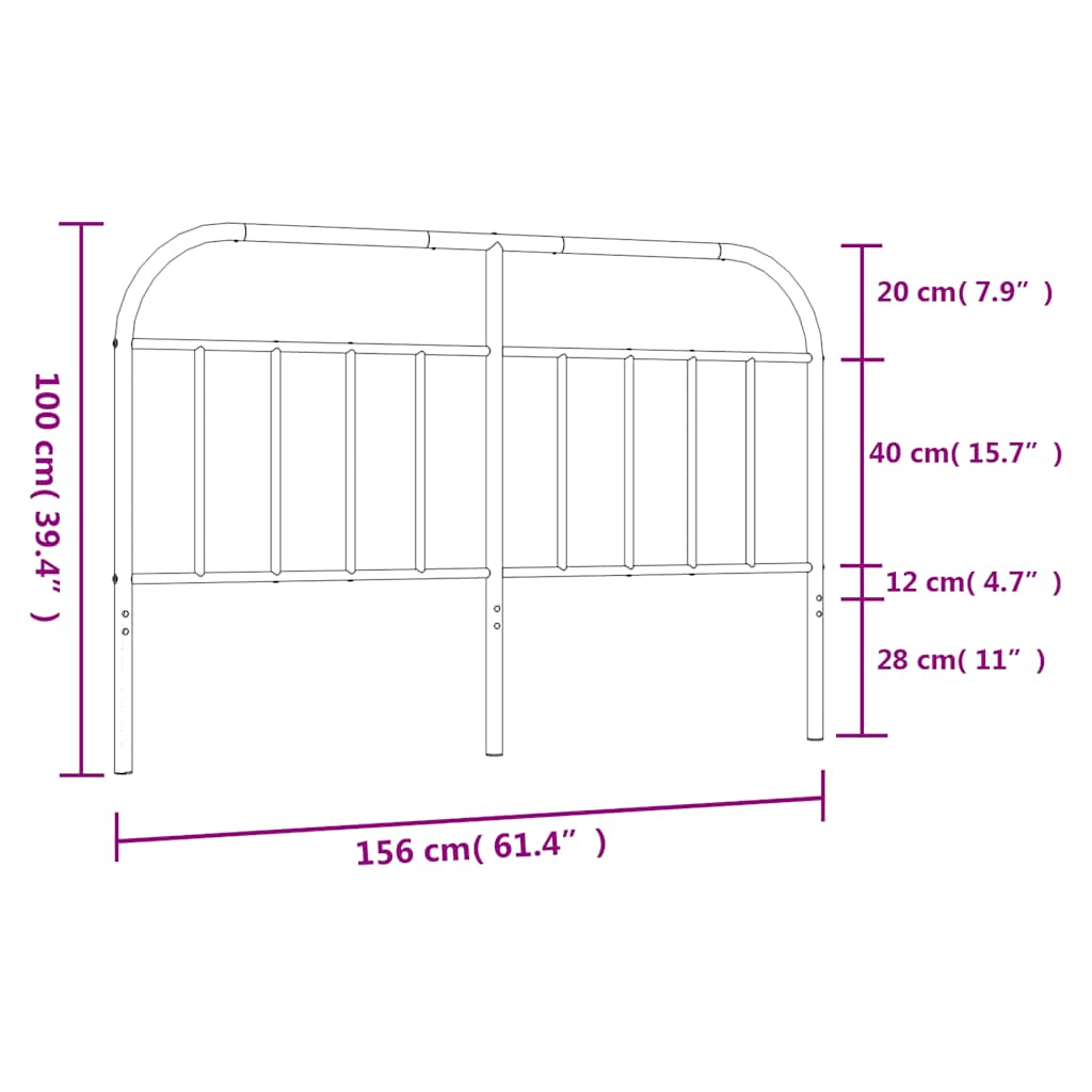 Metal Replace Headboard Black 150 cm