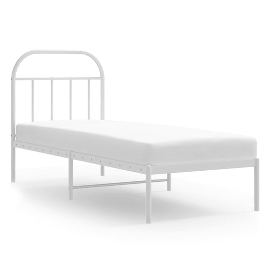 Metal Bed Frame without Mattress with Headboard White 75x190cm Metal Bed Frame without Mattress with Headboard White 75x190cm