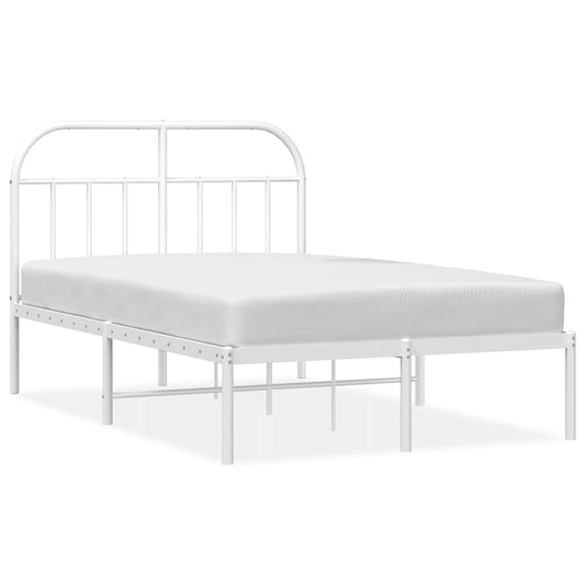 Metal Bed Frame without Mattress with Headboard White 135x190cm Metal Bed Frame without Mattress with Headboard White 135x190cm
