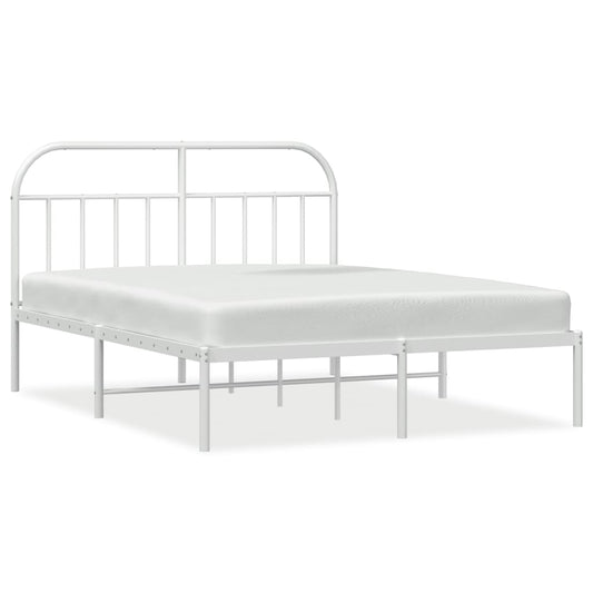 Metal Bed Frame without Mattress with Headboard White 160x200cm Metal Bed Frame without Mattress with Headboard White 160x200cm