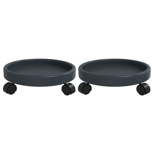 Plant Trolleys with Wheels 2 pcs Grey Diameter 34 cm 35 kg Plant Trolleys with Wheels 2 pcs Grey Diameter 34 cm 35 kg