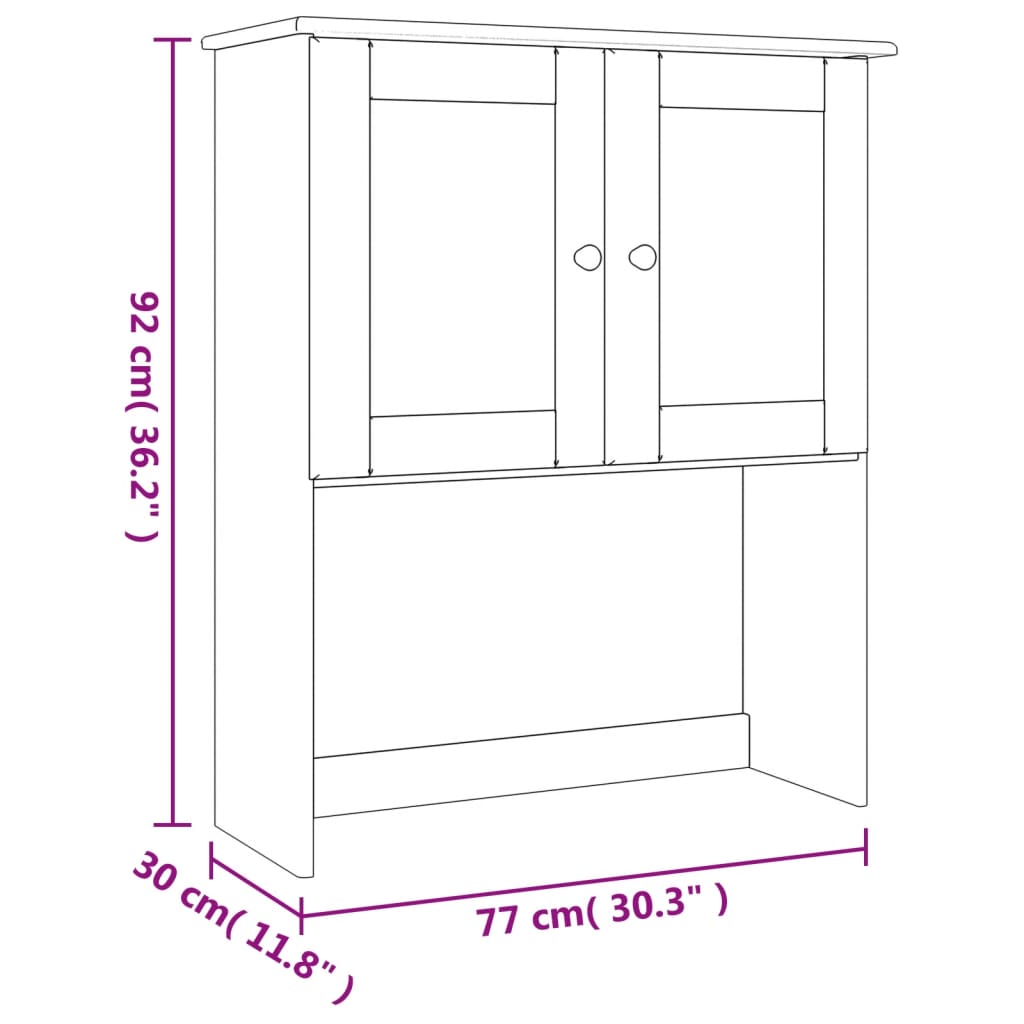 Dresser Top ALTA White 77x30x92 cm Solid Wood Pine