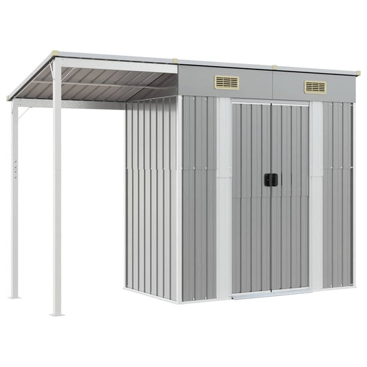 Garden Shed with Extended Roof Light Grey 277x107x181 cm Steel Garden Shed with Extended Roof Light Grey 277x107x181 cm Steel