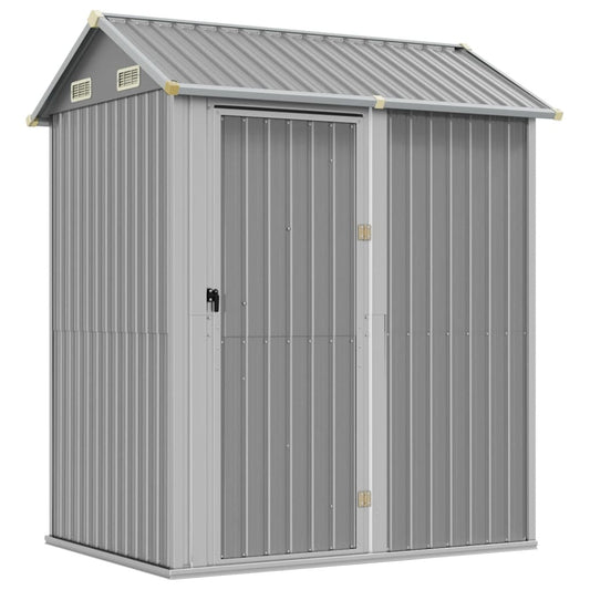 Garden Shed Light Grey 192x152.5x237 cm Galvanised Steel Garden Shed Light Grey 192x152.5x237 cm Galvanised Steel