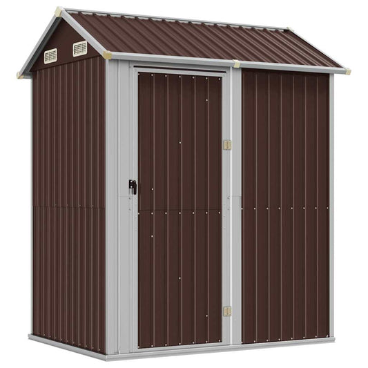 Garden Shed Brown 192x152.5x237 cm Galvanised Steel Garden Shed Brown 192x152.5x237 cm Galvanised Steel