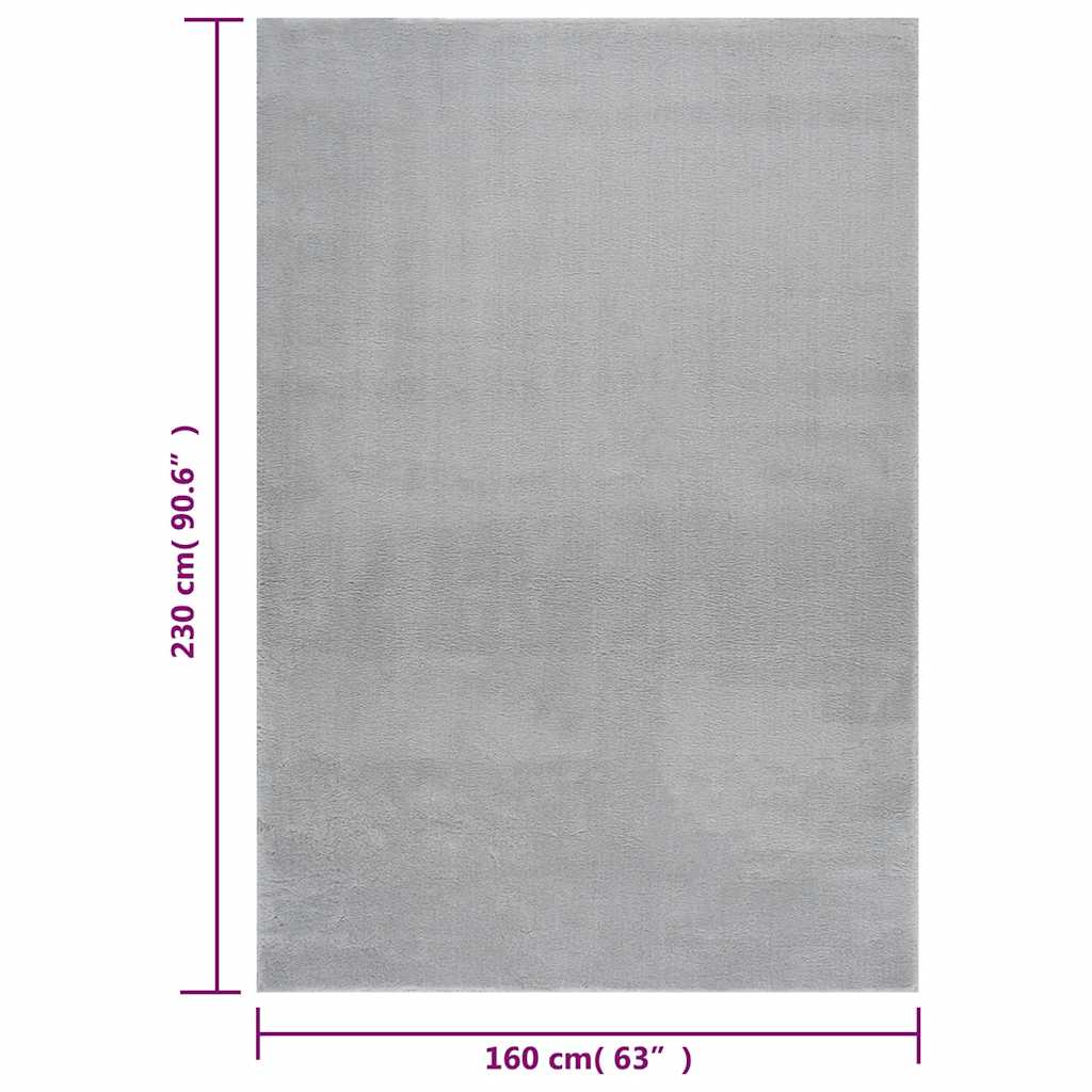 Washable Rug Soft Shaggy Grey 160x230 cm Anti Slip