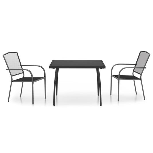3 Piece Garden Dining Set Anthracite Steel 3 Piece Garden Dining Set Anthracite Steel