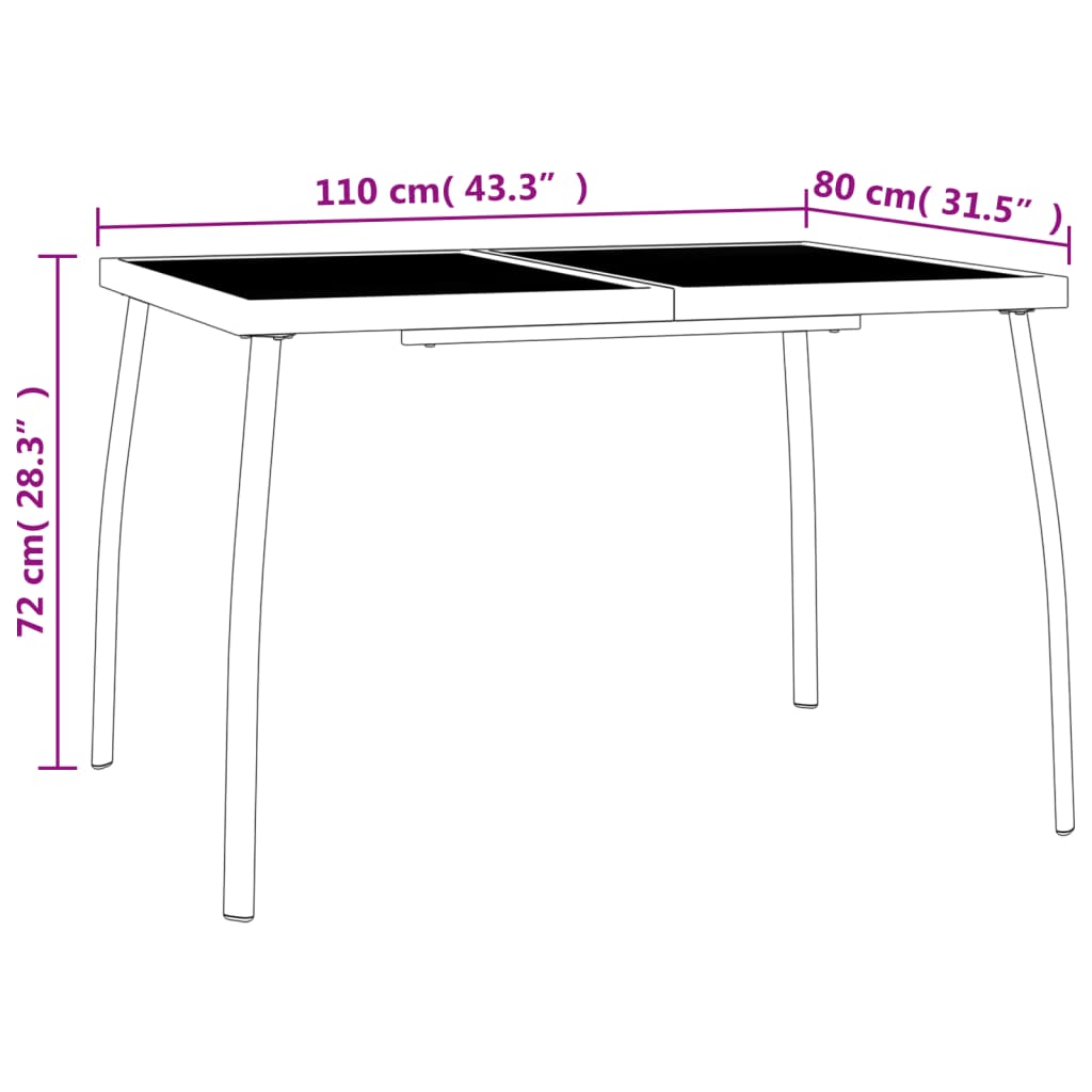 Garden Dining Set | Anthracite | Steel (e-coated and powder-coated)