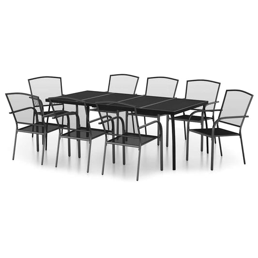 9 Piece Garden Dining Set Anthracite Steel 9 Piece Garden Dining Set Anthracite Steel