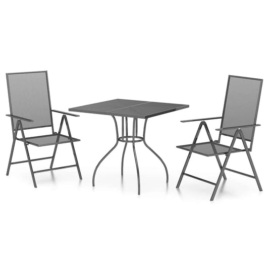 3 Piece Garden Dining Set Anthracite Steel 3 Piece Garden Dining Set Anthracite Steel