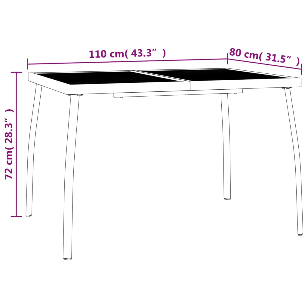 Garden Dining Set | Anthracite | Steel | Large | Foldable