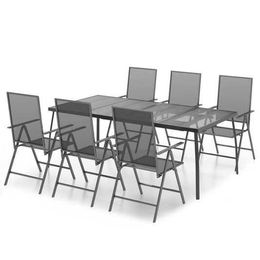 7 Piece Garden Dining Set Anthracite Steel 7 Piece Garden Dining Set Anthracite Steel