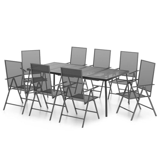 9 Piece Garden Dining Set Anthracite Steel 9 Piece Garden Dining Set Anthracite Steel