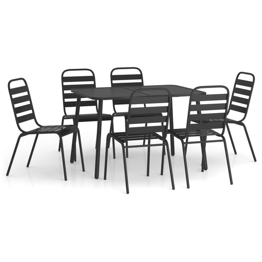 7 Piece Garden Dining Set Anthracite Steel 7 Piece Garden Dining Set Anthracite Steel