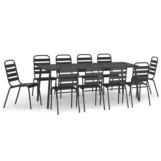 11 Piece Garden Dining Set Anthracite Steel 11 Piece Garden Dining Set Anthracite Steel