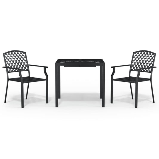 3 Piece Garden Dining Set Anthracite Steel 3 Piece Garden Dining Set Anthracite Steel