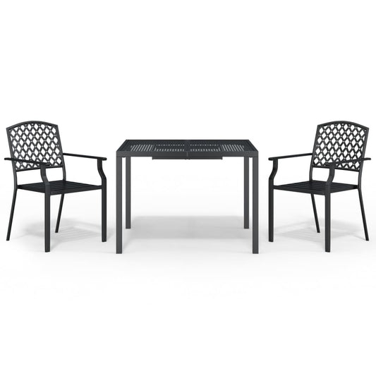3 Piece Garden Dining Set Anthracite Steel 3 Piece Garden Dining Set Anthracite Steel