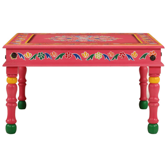Coffee Table Pink Hand Painted Solid Wood Mango Coffee Table Pink Hand Painted Solid Wood Mango
