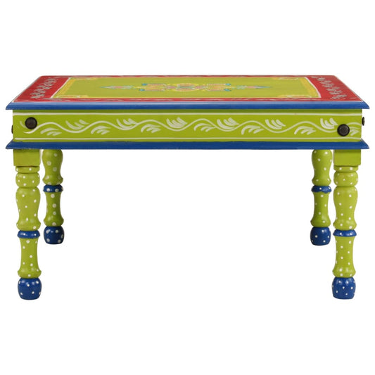 Coffee Table Green Hand Painted Solid Wood Mango Coffee Table Green Hand Painted Solid Wood Mango