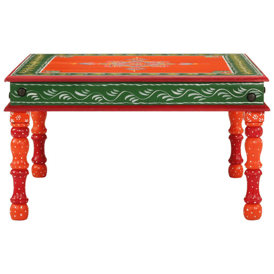 Coffee Table Orange Hand Painted Solid Wood Mango Coffee Table Orange Hand Painted Solid Wood Mango