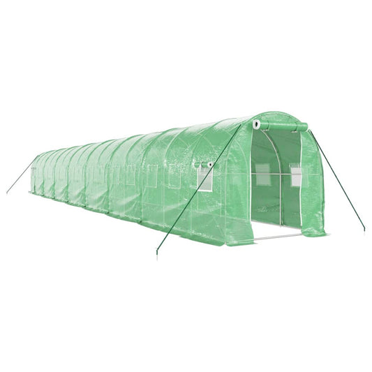 Greenhouse with Steel Frame Green 32 m² 16x2x2 m Greenhouse with Steel Frame Green 32 m² 16x2x2 m