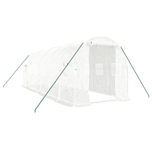 Greenhouse with Steel Frame White 12 m² 6x2x2 m Greenhouse with Steel Frame White 12 m² 6x2x2 m