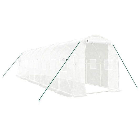 Greenhouse with Steel Frame White 16 m² 8x2x2 m Greenhouse with Steel Frame White 16 m² 8x2x2 m