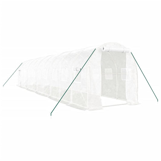 Greenhouse with Steel Frame White 20 m² 10x2x2 m Greenhouse with Steel Frame White 20 m² 10x2x2 m