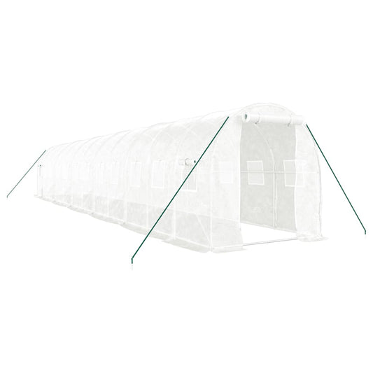 Greenhouse with Steel Frame White 24 m² 12x2x2 m Greenhouse with Steel Frame White 24 m² 12x2x2 m