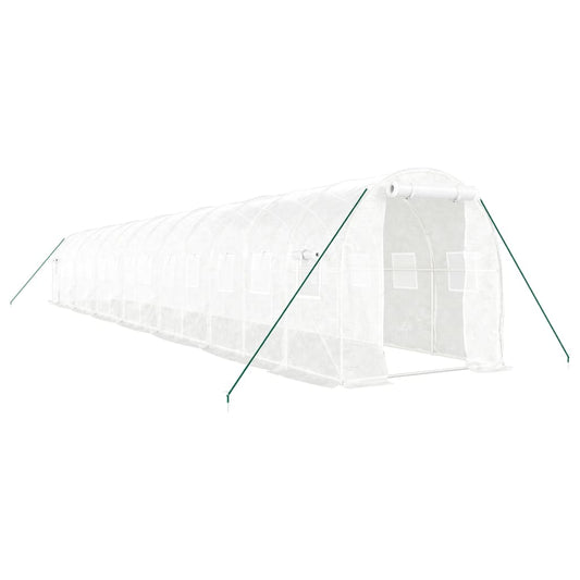 Greenhouse with Steel Frame White 28 m² 14x2x2 m Greenhouse with Steel Frame White 28 m² 14x2x2 m