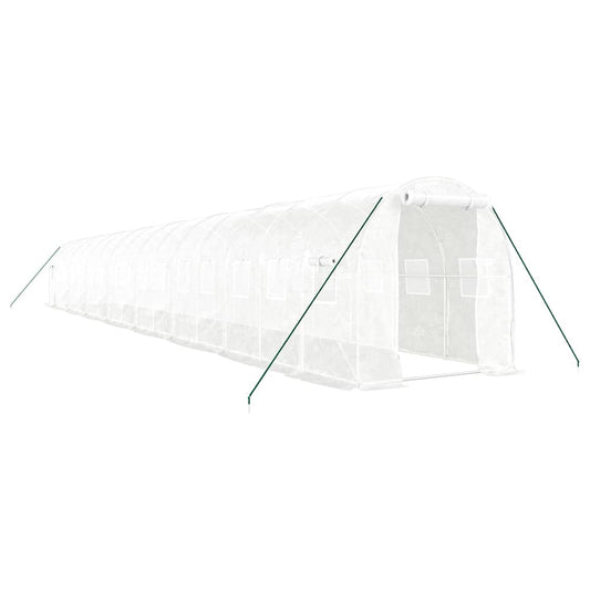 Greenhouse with Steel Frame White 32 m² 16x2x2 m Greenhouse with Steel Frame White 32 m² 16x2x2 m