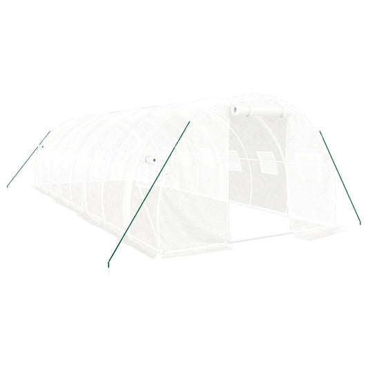 Greenhouse with Steel Frame White 24 m² 8x3x2 m Greenhouse with Steel Frame White 24 m² 8x3x2 m