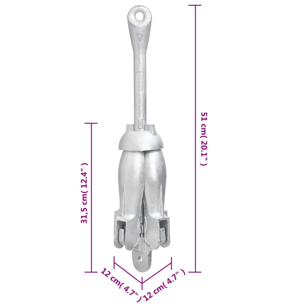 Folding Anchor with Rope Silver 6 kg