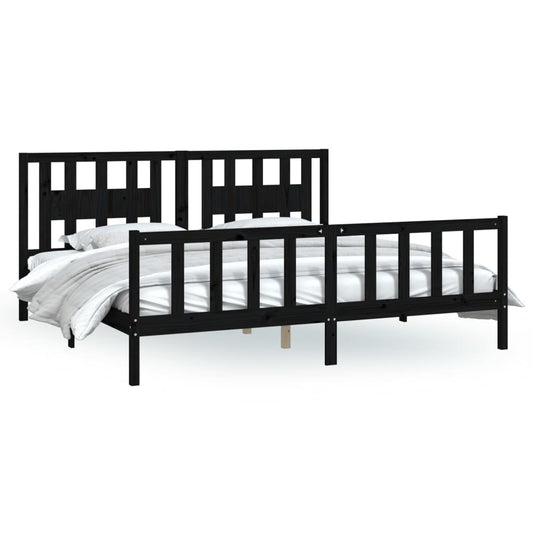 Bed Frame without Mattress Black Solid Wood Pine 200x200 cm Bed Frame without Mattress Black Solid Wood Pine 200x200 cm